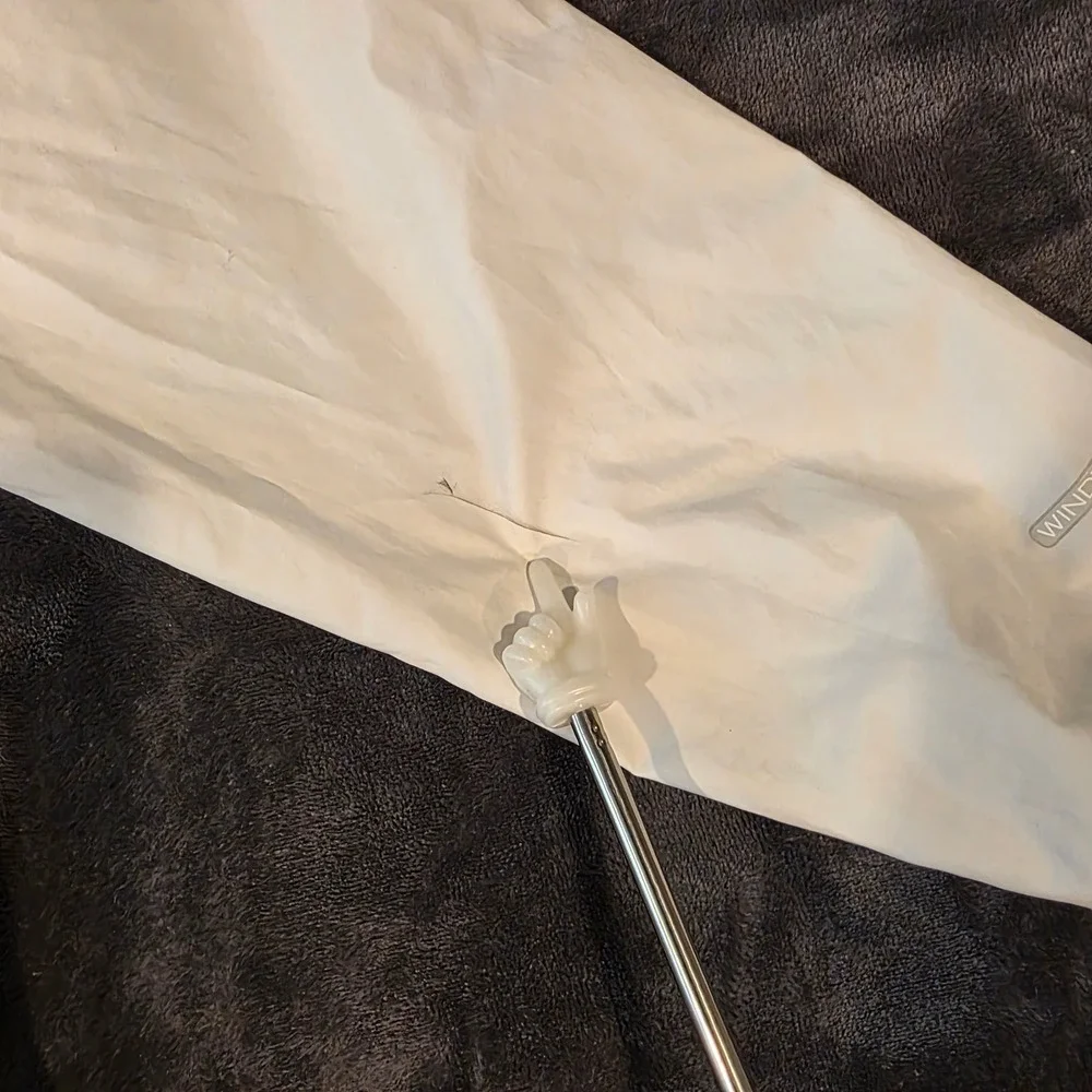 The North Face Youth Windwall Anorak Jacket White Abstract Print NF0A4ATB S 7/8